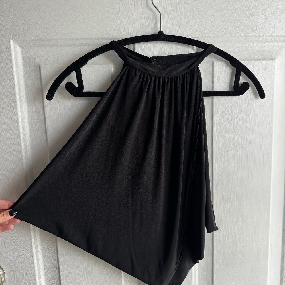 PrettyLittleThing Black Neck Wrap Open Back Crop Top